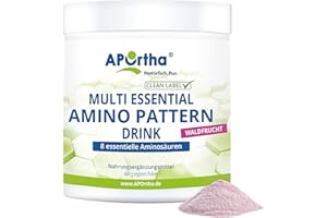 ‎APORTHA APOrtha® Multi Essential Amino Pattern – 400 g Waldfrucht-Drink mit 8 essentiellen Aminosäuren nach Prof. Dr. Lucà-Moretti, ausgewogenes Aminosäuren-Profil, EAA Pulver, ohne Zuckerzusatz