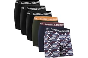 DANISH ENDURANCE Calzoncillos Hombre Bóxer de Algodón Premium, Elástico, Ropa Interior Cómoda, 6 Pack