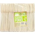 100 x Enviro Wooden Forks - Biodegradable Compostable Disposable Cutlery 100% Birchwood