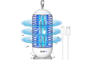 DNENELLR Lámpara Antimosquitos Eléctrica para Interiores y Exteriores, 1400V, Trampa para Mosquitos 360° Portátil con Luz LED, Resistente al Agua IPX5, Ideal para Casa, Cocina, Jardín y Camping