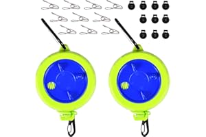 Runup 10m tendedero retractil, Tendedero retráctil para Camping, tendedero portátil, tendedero para Exteriores, tendedero de Viaje con 20 Hebillas fijas y 20 Pinzas Resistentes al Viento (2 PCS)