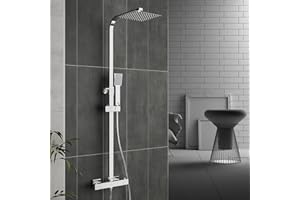 OCEAN ITALY S.R.L. OCEAN ITALY Soffione Doccia Moderno con Miscelatore Termostatico, Saliscendi Doccia con Soffione in Acciaio Inox, Set Doccia Termostatica con Tubo Flessibile, Antiscottatura