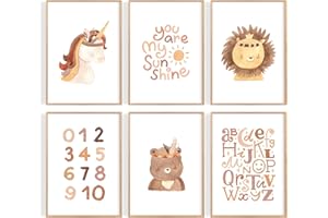 OHBIMBA Láminas Decorativas Infantiles | Cuadros Decoración Dormitorio Bebé, Niño y Niña Sin Marcos | Estimulación Creativa y Visual Infantil | Set de 6 Láminas DIN A3 | Colección Infantil