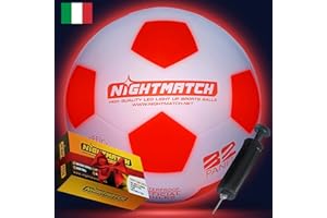 NIGHTMATCH Impermeabile Pallone da Calcio Luminoso - Divertimento Notturn - Pallone da Calcio Taglia 5 con Pompa e 6 Batterie Extra - Ideale per Grandi e Piccini - 2 LED Attivati con Sensore
