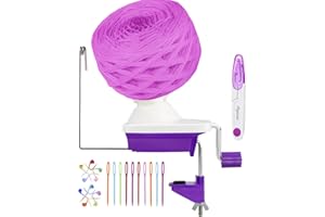 AYASEE Bobinador de bolas de hilo, juego de bobinador de hilo para tejer bobinador de bolas operado a mano con abrazadera de mesa para almacenamiento de hilo (22) (morado)