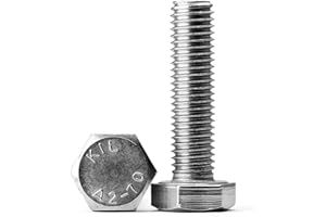 KONGKI Bullone Esagonale M6-1.0 x 16mm, in Acciaio Inossidabile 18-8 (304) / Con Filettatura Metrica Completa / 40 Pezzi.