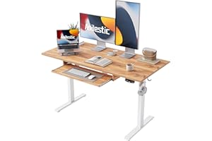 Biurko Regulowane w wysokości Agilestic z podłożem klawiaturowym, 120 X 60 Cm Elektryczne Stojące Biurko, Biurko z Zapamiętaniem Ustawień, Nowoczesna Stacja do Gier, Jasnobrązowy