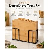 Atbyhome Bambu Standlı Kesme Tahtası 4l&uuml; Set - M7B11