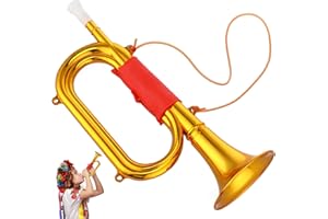 Angoily Golden Plastic Bugle Toy for Children, Trumpet Horn for Stage Shows, Kids Musical Instrument, Early Learning Aid, 12.99 Inches