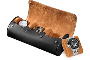 BAIGIO Reloj Rollo Caja de Reloj de Viaje 3 Relojes Caja de Viaje para Relojes Caja de Transporte de Viaje, Negro
