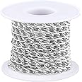 Jishi 16ft Aluminium Curb Chain Roll, Thick Twisted Chain Links, Silver Plated Metal Craft Chain Curb Link Chain Spool for Jewelry Making Necklace Bracelet DIY Crafts, Jewelry Making Findings Supplies