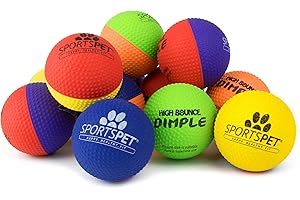 SPORTSPET High Bounce Natural Rubber Dog Balls (High Bounce Dimple 12 Pack) (61mm)