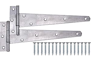 EAI Galvanised Gate Tee Hinges - 350mm / 14 Inch Extra Heavy Duty T Hinges for Wooden Gates, Doors & Sheds - 2 Pack