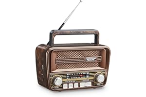Gelielim Retro Radio AM FM, Portable Shortwave Radios with Best Reception, Bluetooth 5.3 Loud Speaker, Battery Operated Radios Support TF Card/USB, Gifts Idea for Elder, Retros Vintage Decor for Home