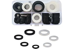 WEQEYENT 70 Pcs Shower Hose Rubber Washers 15/19/24/31mm Flat Gasket Sealing Ring for Shower Head Flexible Pipe Bath Bathroom Valve Washer Seal O Rings Black/White