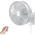 Senelux 10-Inch Oscillating Wall Mounted Fan with Remote Control, High Performance 4 Speed Settings, Adjustable Tilt, 1.8m Cable, Ultra Quiet, Ideal for Bedroom, Garage, Office, White
