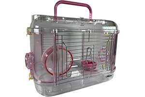 LillipHut Hamster Cage – Portable Small Animal Habitat with Accessories, Durable and Compact Design for Hamsters, Gerbils, and Small Pets (Pink, Mini)