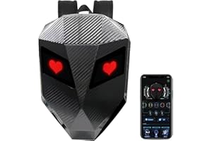 Bewinner LED Motorradrucksack programmierbar, erweiterbare Helm-Umhängetasche Hartschalen-Rucksack für Laptop DIY Reitrucksack Wandern Reisen Reiten