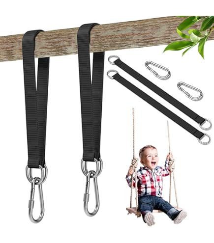 Cinghie Per Amaca E Altalena Da Esterno - Regge Fino A 1000kg, Con Moschettoni E Protezione Alberi - Foto 3