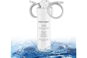 Vortopt Filtro per Acqua sotto Lavello, 2 Cartucce Filtranti, Sistema di Filtrazione per Acqua sotto Lavello da 70K Litri, Certificato NSF/ANSI 53&42, Rimuove 99.99% di Piombo, Cloro, Cattivo,Q9-C1