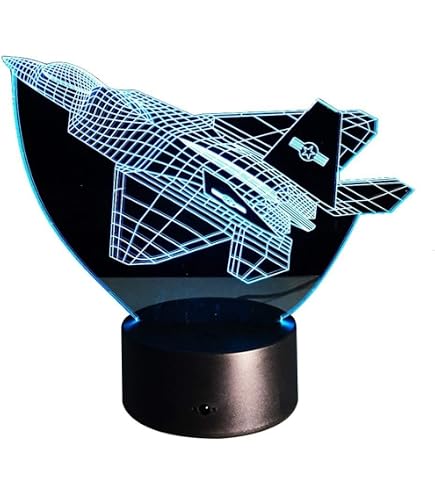 3D Flugzeug Lampe LED Nachtlicht - USB, 7 Farben, Optische Illusion, Acryl