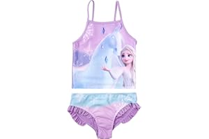 UNITED LABELS Disney Die Eiskönigin Tankini Badeanzug mit Rüschen für Mädchen - ELSA Frozen Kinder Zweiteiler Schwimmanzug Lila