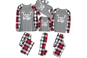 IFFEI Family Weihnachts Pyjama Set Matching Pyjama Sets Kurzärmeligem Schwarzem T-Shirt und HOHOHO Print Hosen Loungewear mit Tasche