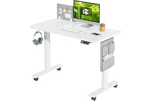 ‎MAIDESITE MAIDeSITe Höhenverstellbarer Schreibtisch (100 x 60 cm) Einfache Montage Computertisch Höhenverstellbar Elektrisch mit 4 Memory-Steuerung und Memoboard und 360°Rollen Schreibtisch SN1
