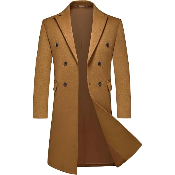 Allthemen Manteau Homme Hiver Long En Laine – Trench Coat Chaud Coupe-Vent Col Montant – Pardessus Élégant Parka Mi-Saison