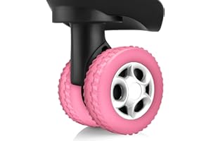 IRAINSUN (8 Pack Silicone Luggage Wheel Covers for 8-Spinner Wheel Suitcases, Mute & Shock Absorption Protector, Wear-Resistant & Noise-Reducing, Perfect for Travel (Pink)