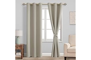 JIUZHEN Blickdicht Vorhänge Gardinen Ösenvorhang für Schlafzimmer Wohnzimmer,Taupe Verdunkelungsvorhang,2 Stück,160x106cm(HxB)