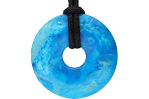 Lebensquelle Plus Edelstein Donut Ø 30 mm + Baumwollband | Naturstein Anhänger Halskette | Echte Heilsteinkette inkl. Band