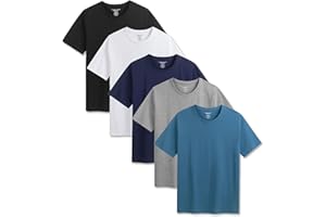 THE ESSENTIALS WARDROBE Mens T-Shirt 5 Pack Multicoloured Short Sleeve Shirts for Mens Tee Crew Neck Cotton Shirts - Lightweight and Comfortable - Size S-4XL