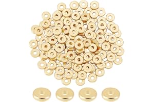 BENECREAT 150 pz 6 mm Piatto Tondo Ottone Perline 18k Placcato Oro Distanziatore Perline per Orecchini Bracciali Collane Fare