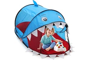 BTGGG Kids Pop Up Tent for Indoor Outdoor Children Play House for Toddlers 2 3 4 Years Old, Foldable Portable Toddler Playhouse Christmas Birthday Gift for Age 3-8 Kids 182 x 96 x 82cm, Blue Shark