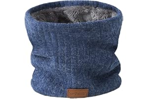 NovForth Winter Neck Warmer Fleece Lined Infinity Scarf Double-Layer Fleece Thicken Windproof and Dust Skiing Circle Lining Knit Infin for Mens Womens