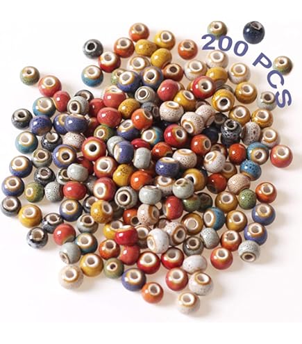 YPLonon 100Pz Perline in Ceramica Argilla Colorato 10mm Perline
