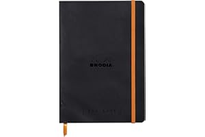 RHODIA 117742C - Carnet Souple Goalbook Noir - A5 14,8 x 21 cm - Pointillés Dot - 240 pages - Papier Clairefontaine Ivoire 90 g/m² - 2 Rubans, Fermeture Élastique - Simili Cuir
