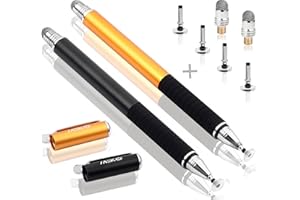 MEKO 2 w 1 Precyzyjne pióro do ekranów dotykowych z 6 wymiennymi pojemnościowymi końcówkami pióro do iPada, tabletu, iPhone'a, smartfona, Samsung Galaxy Note/Tab - Czarne + złote