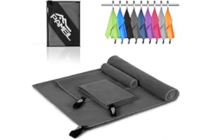 Pameil Microfibre Towel,3 Set(80 x 40cm x2 +160 x 80cm) Large Microfibre,Quick Dry Towel,Gym Workout Travel Swimming Beach Camp Outdoor Hiking (Navy blue) (Dark gray)