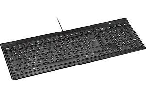 Kensington Advance Fit - Clavier Filaire Ultra Plat AZERTY, Design Compact avec Touches Réactives et Silencieuses, Câble USB 2.0, Fonctionnalités Multimédia, 30° d'Inclinaison Ergonomique (K72357FR)
