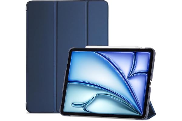 ProCase Coque pour iPad Air 11 Pouces (M4) 2026/(M3) 2025/(M2) 2024, Air 5ème 2022/4ème 2020 10.9 Pouces, Étui de Protection Anti-Chute, Rabat Magnétique Stable -Marine