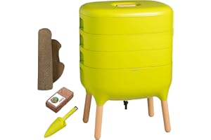 Moutta | Urbalive 3 vassoi Verde, Kit Completo I Vermicompostaggio Design I Substrato iniziale I Stuoia di canapa + Pala I Interno, balcone e giardino