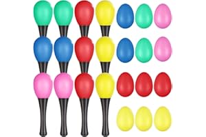 CCCYMM 24 Pcs Shakers Musical Instrument Set Plastic Maracas and Egg Shaker for Kids Maracas Percussion Musical Instruments for School and Music Learning Class Party