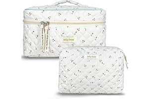 TOPALL Beauty Case da Viaggio Donna,Grande Borsa Cosmetica da Viaggio,Trousse Trucchi Donna in Aggiornata Pelle Cotone,Borsa Porta Trucchi da Toilette Makeup Bag Organizer