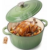 LZDMY Round Cast Iron 6 Litre Casserole Pot with Lid | Non-stick Enamel Dutch Pan, Bread Pot, Oven Casserole, Suitable for Al