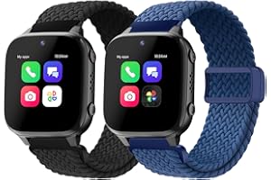 SimpleThings Braided Band Compatible with Cosmo JrTrack 3/Cosmo JrTrack 2 SE/Cosmo JrTrack 2/Cosmo JrTrack Kids Smartwatch, 2Pack Stretchy Nylon Strap with Adjustable Magnetic Buckle Kids