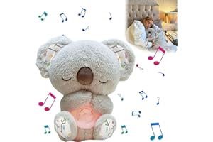 YJWZ Koala Para Aliviar La Ansiedad,Nutria Bebe Dormir Que Respira,Peluche Ansiedad Dormir,Bebé Durmiendo Koala Juguete Con Música Luces Y Movimientos De Respiración Ayuda Para Dormir