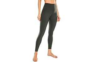 CRZ YOGA Femme Legging de Sport Pantalons Yoga Taille Haute en Tissu Léger avec Poche-63cm