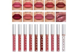 UTAPOSSIN Matte Lip Gloss, Rossetti Lunga Durata, Vellutato Opaco lip Gloss, set di Rossetti Liquidi Opachi, Nutriente Opaco a Lunga Durata Stick per Labbra, Waterproof, a Lunga Durata (02#, 10pc)